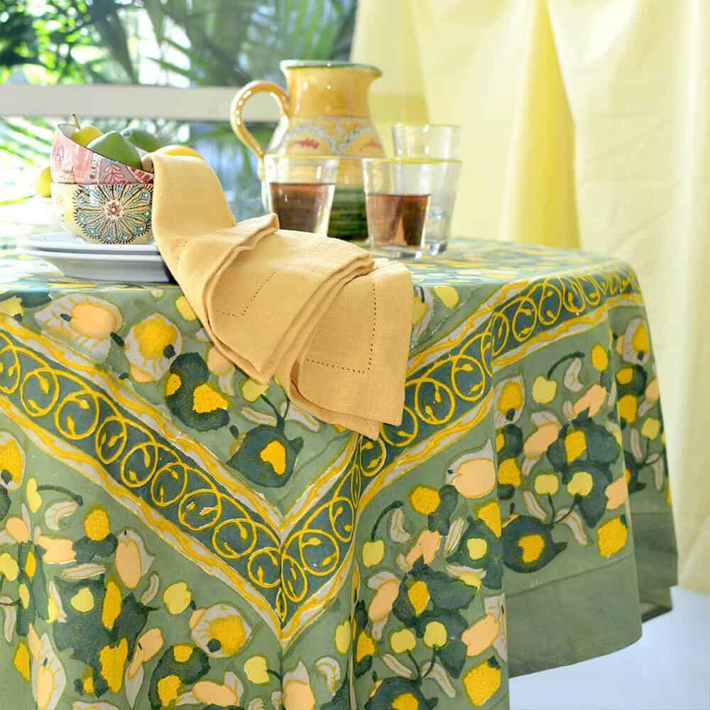 A Round Patterned Tablecloth Goes A Long Way