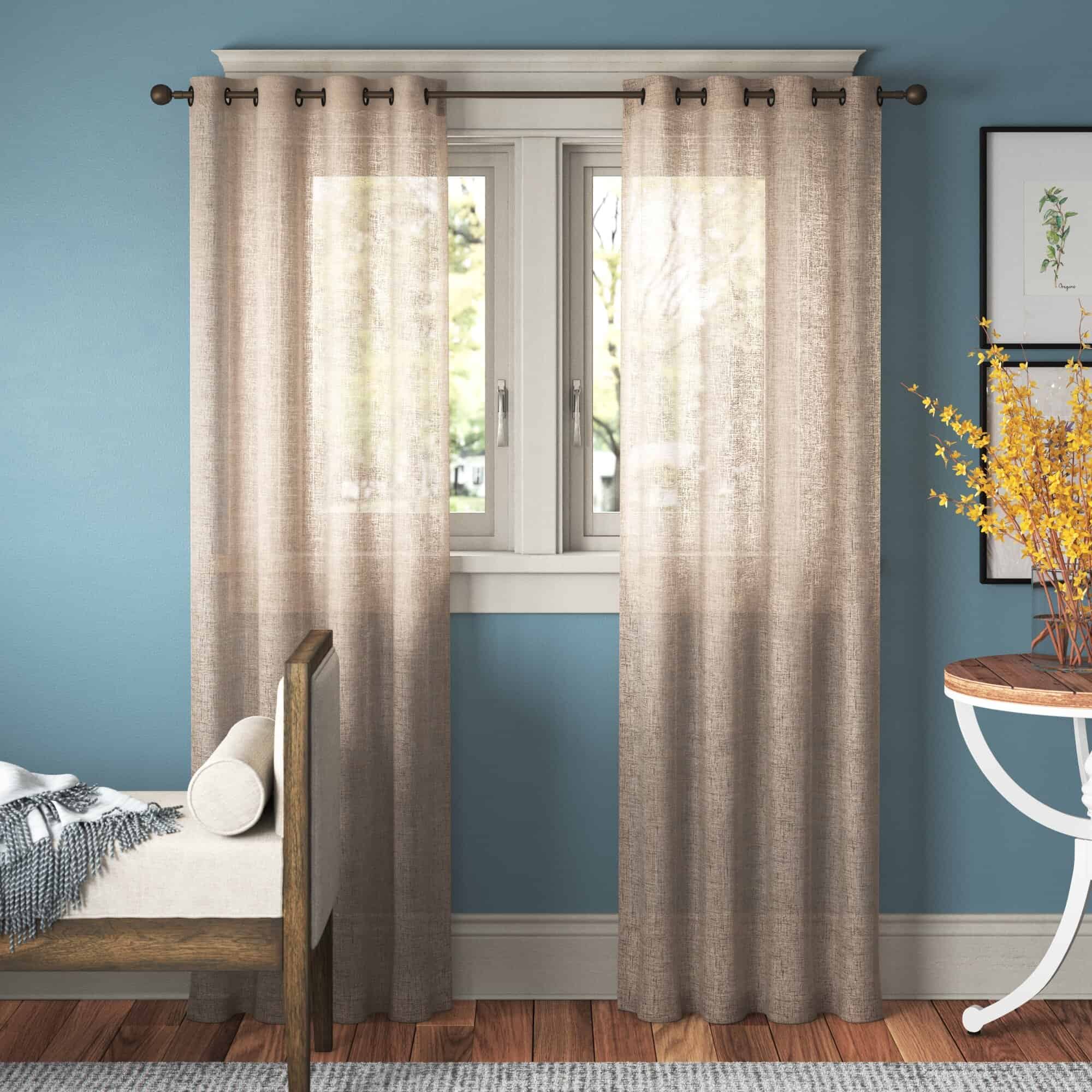 Beige Curtains Are Another Great Neutral Against Blue Walls