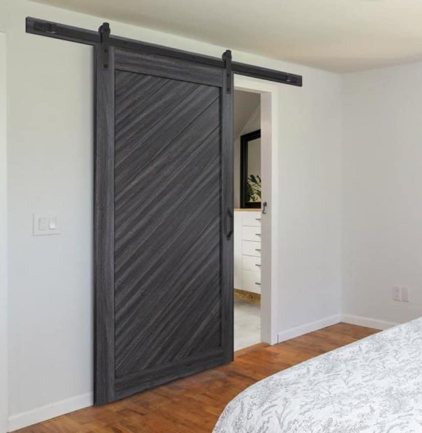 Add a Diagonal Gray Barn Door for a Subtle Modern Look