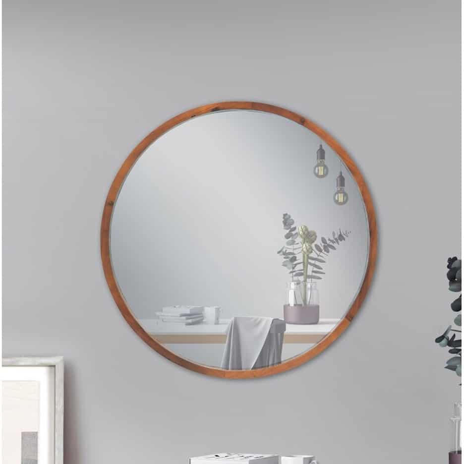 Opt For Functional Minimalism With A Simple Wooden Mirror