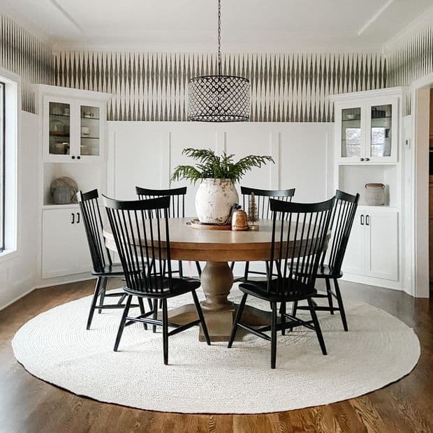 What Size Rug Under Dining Table 10 Ideas, Breakfast Table Round Rug