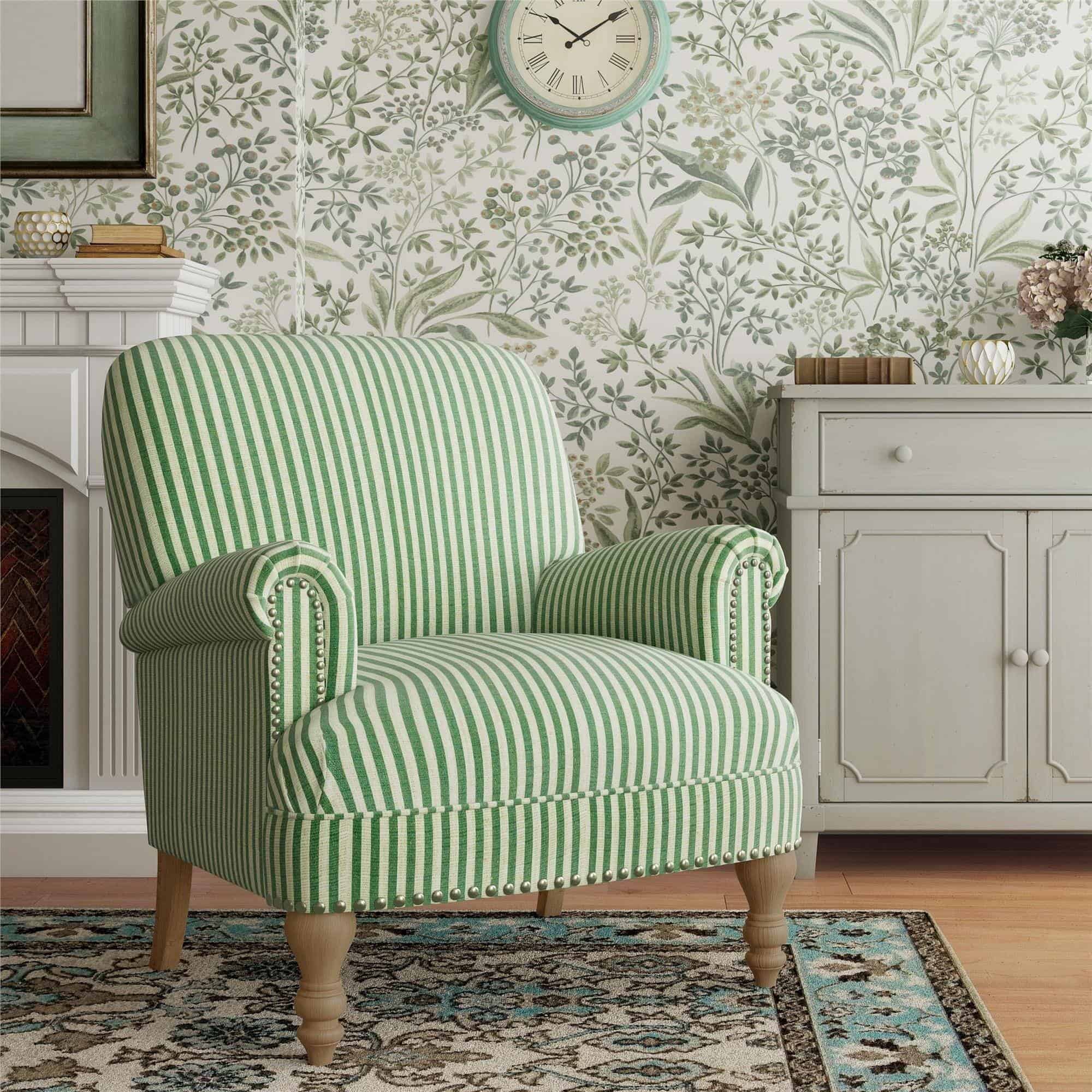 Achieve a Country Chic Look With This Striped Accent Chair