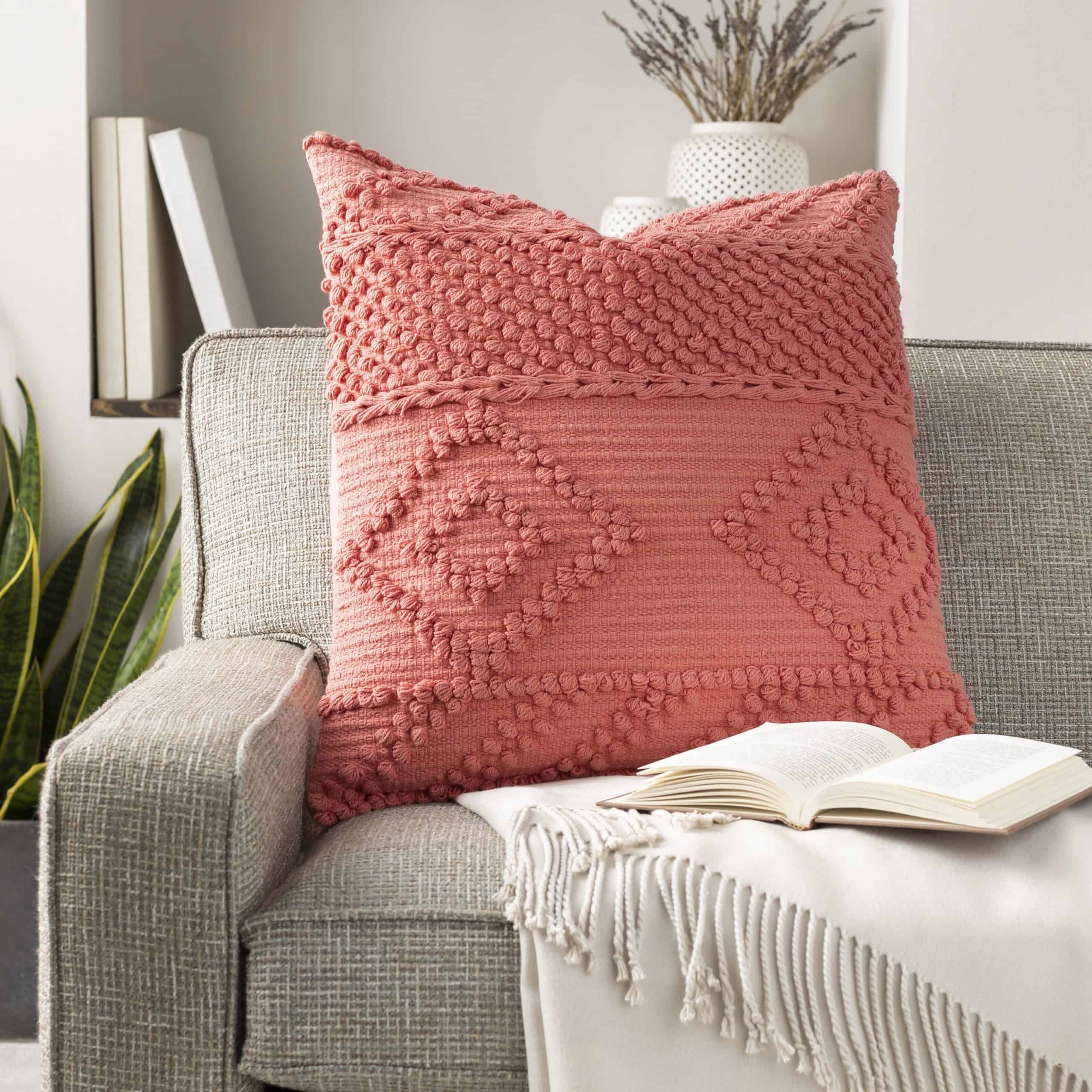 Pink Textured Throw Pillows Look Amazing In A Boho Room
