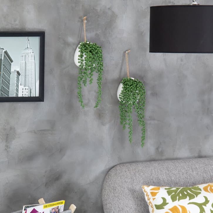 Hang Artificial Succulents In Rounded Planters