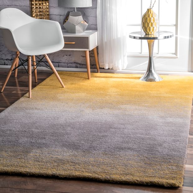 Yellow Ombre Shag Area Rug