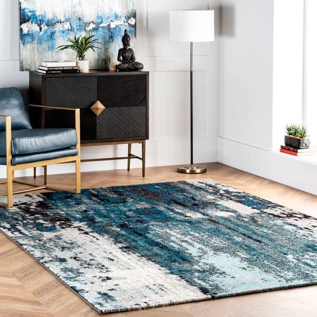 Blue Winter Abstract Rug