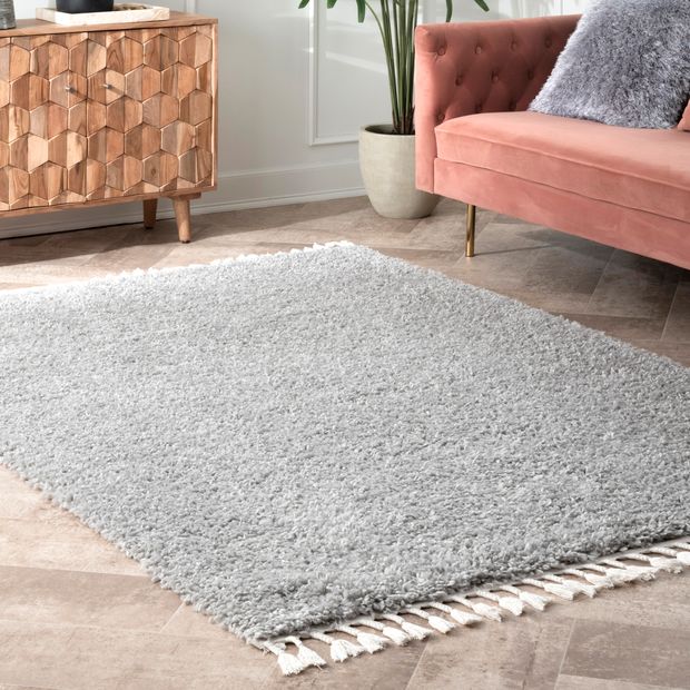 Gray Solid Shag Rug