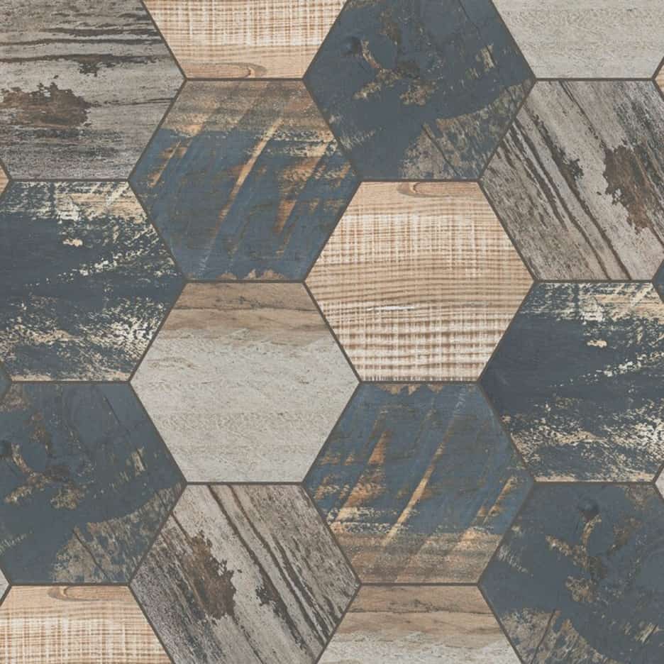 Install Hexagonal “Wood Look” Tiles…