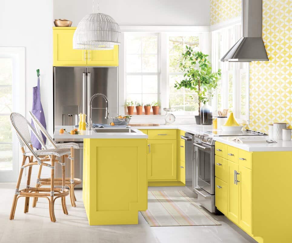 Yellow Patterned Backsplash Wall Tile