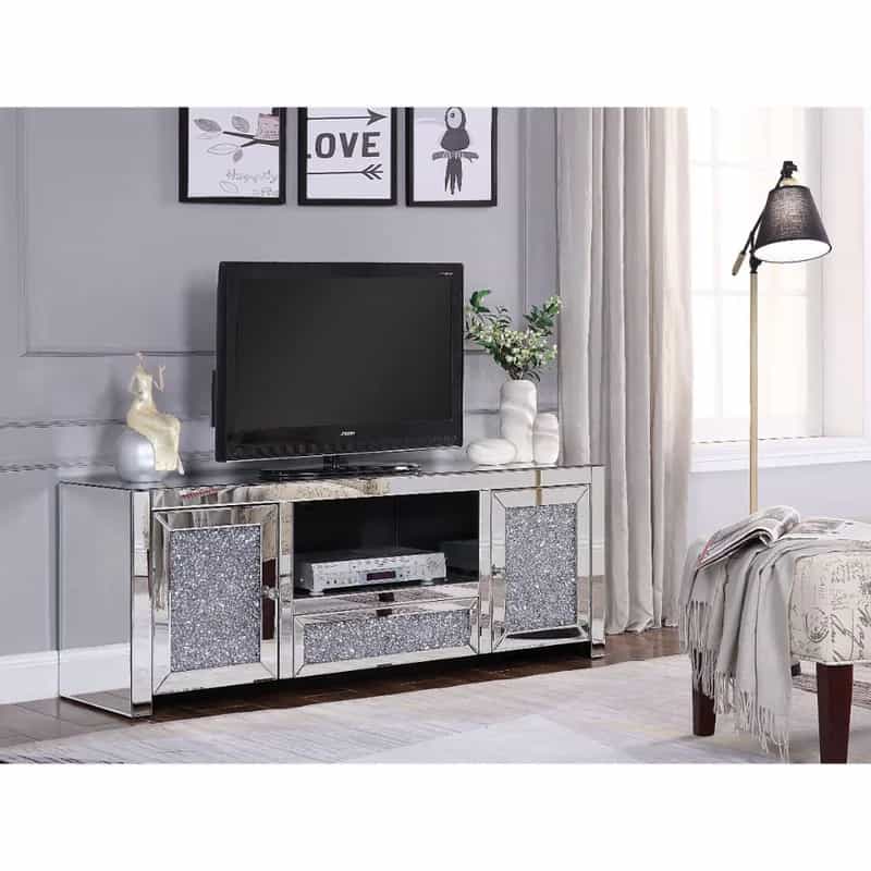 Add In A Bedazzled Tv Stand For A Flashy Flair