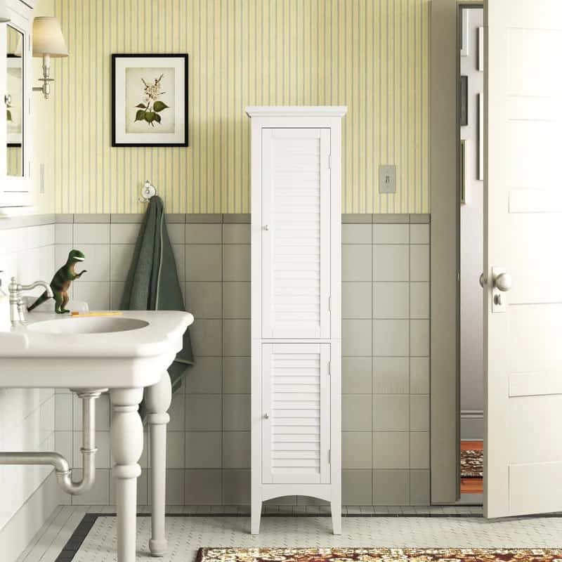 Use A Tall Storage Cabinet As A Closet Alternative For Smaller Bathrooms