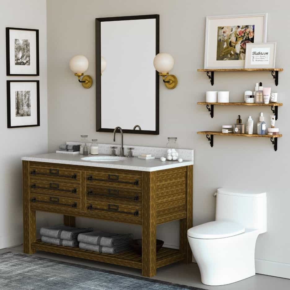 Install Wooden Bathroom Shelves