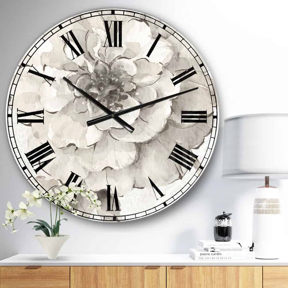 Add In Unique Elegance With An Oversized Peony Wall Clock