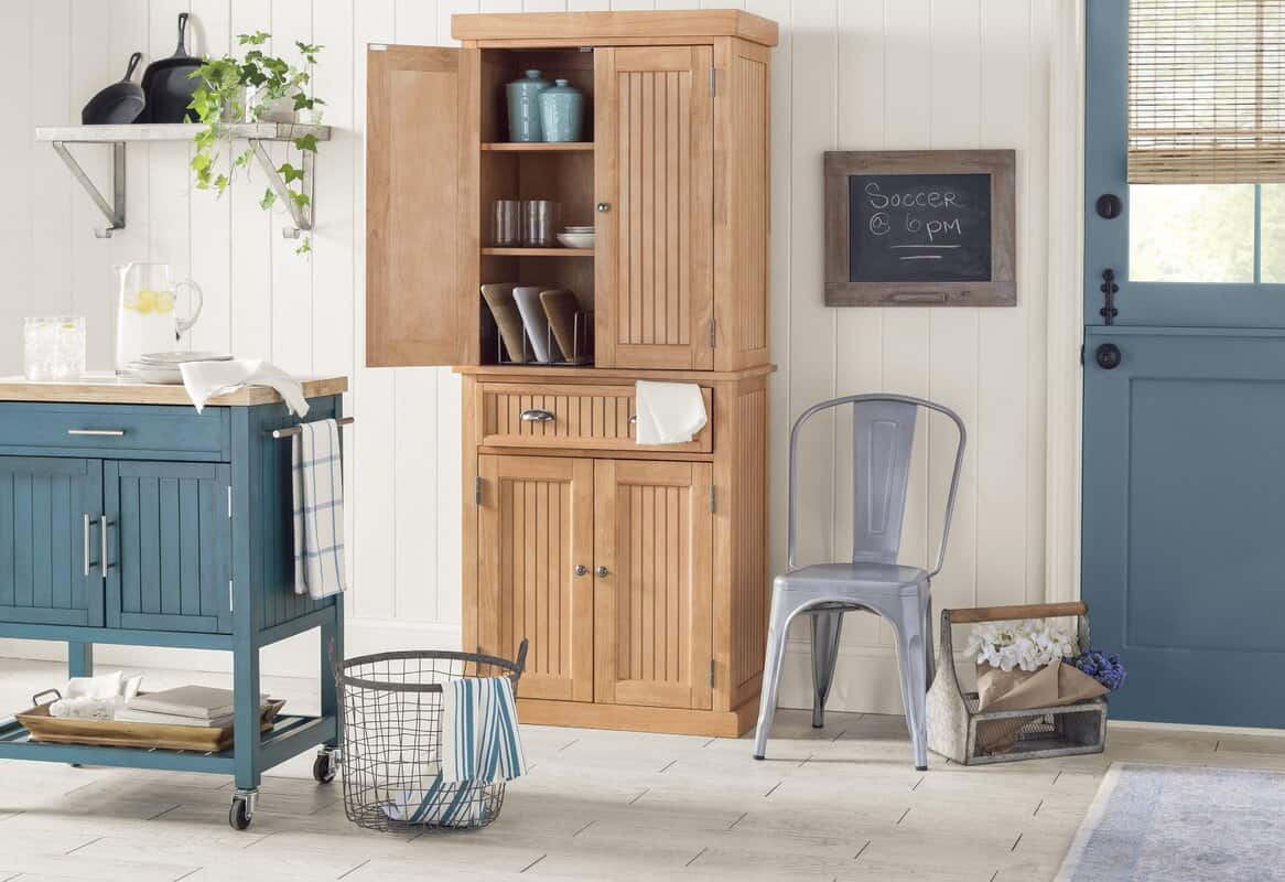 Maple Wood And Blue Cabinetry