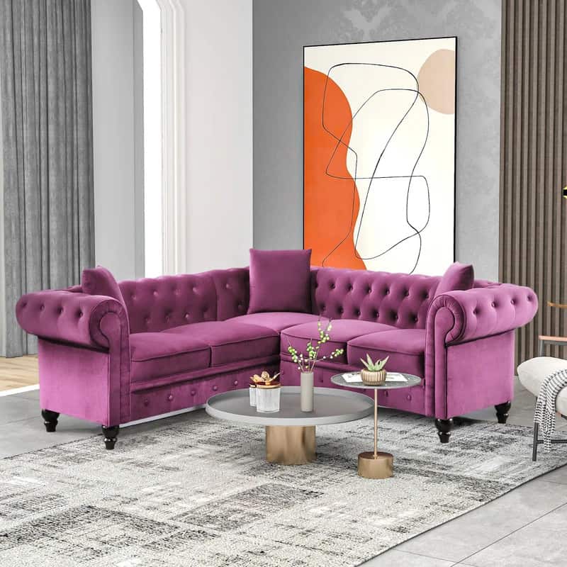 Add An Upholstered Magenta L-Shaped Couch As A Statement Piece