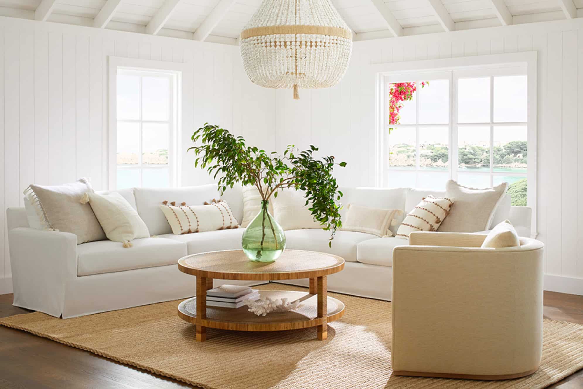 Braided Rug + Beaded Chandelier