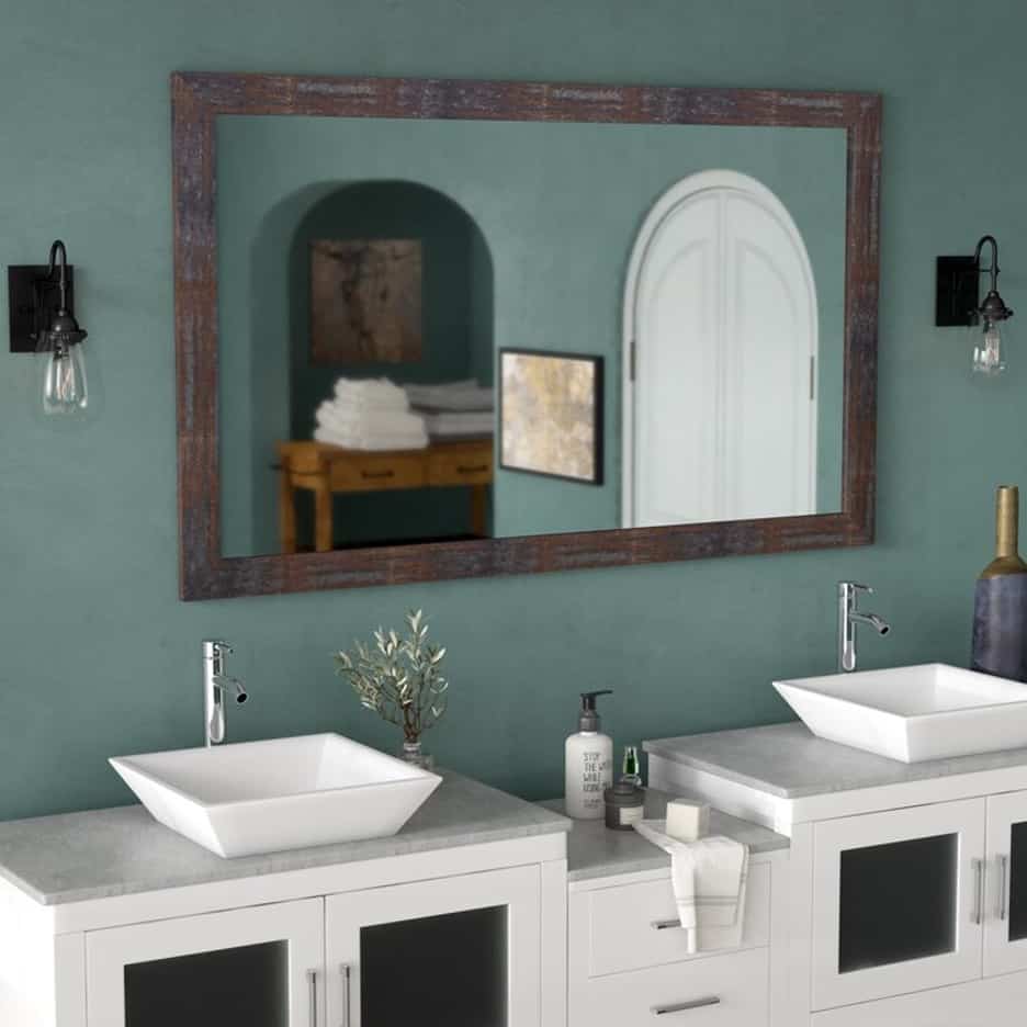 Opt for an Oversized Wooden Mirror Featuring a Metallic Finish
