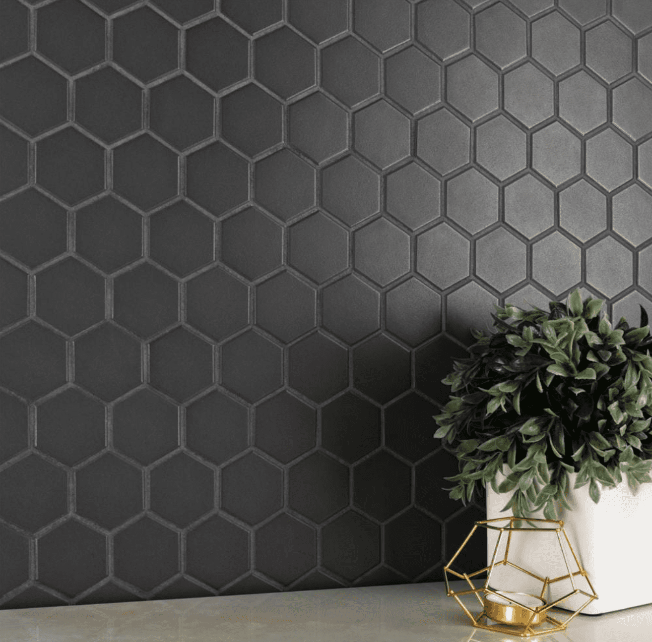 Unglazed Black Hexagon Tile