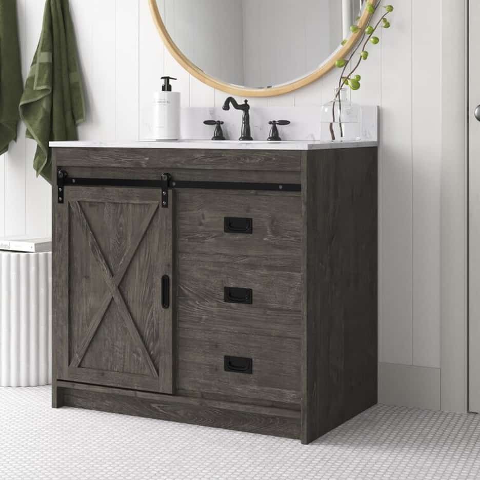 Optimize Your Bathroom’s Rustic Look With A Barndoor-Themed Vanity Set