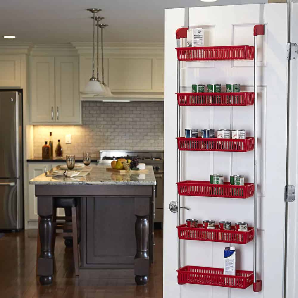 Add A Bright Red Over The Door Organizer For A Bit Of Flair