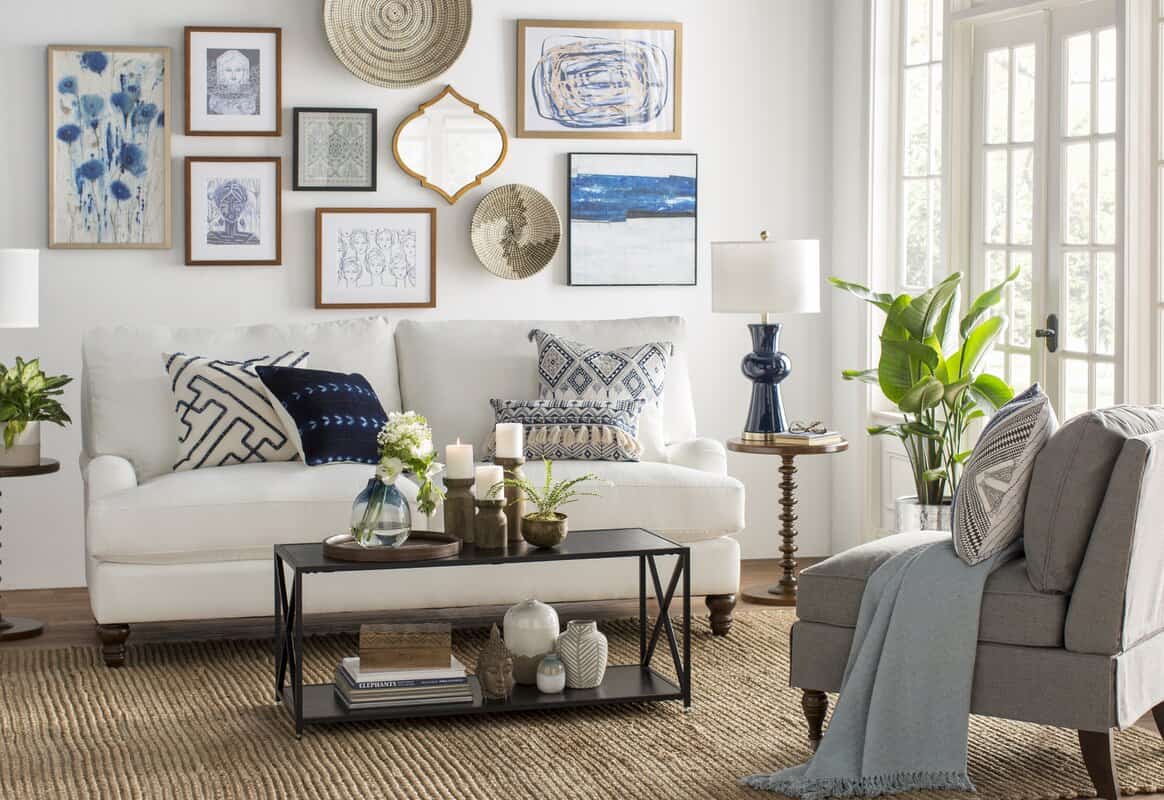 Coastal Living Room Gallery Wall