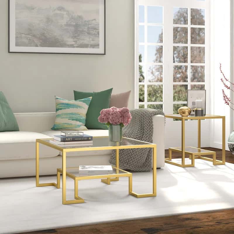 Use A Golden Coffee Table With A Shelf For More Design Possibilities