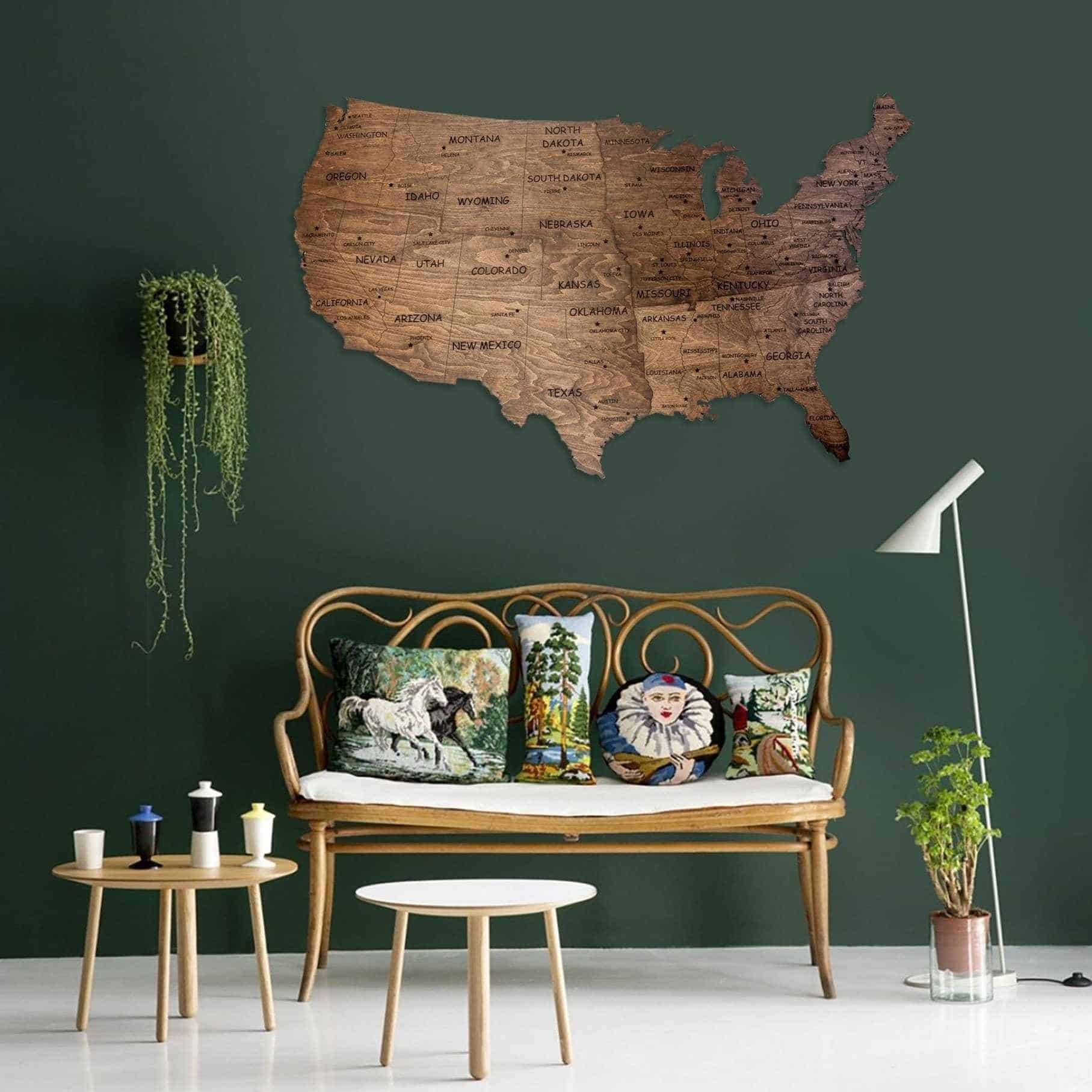 Wooden Usa Map