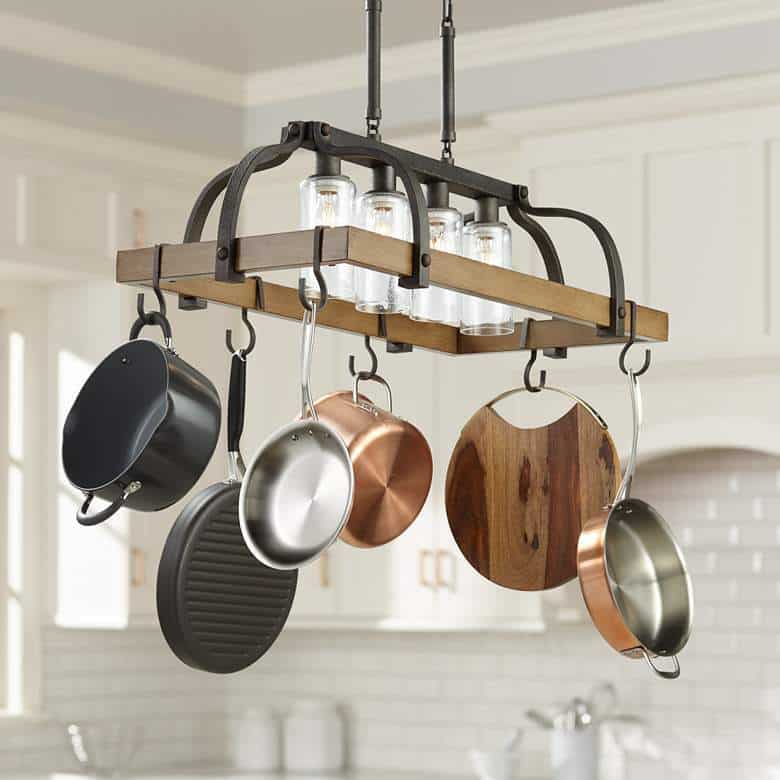 Use A Pot Rack Chandelier For Practicality