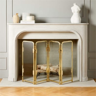 Cover Your Fireplace With A Pretty Golden See-Through Screen