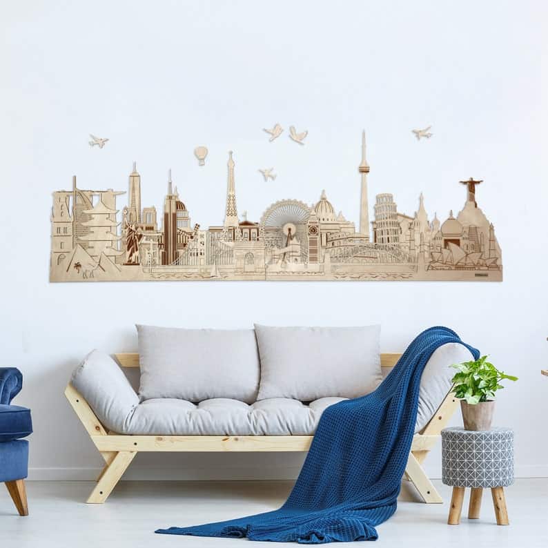 World Landmark Wood Wall Art