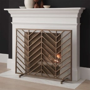 Try Decorating With A Chevron Brass Fireplace Screen