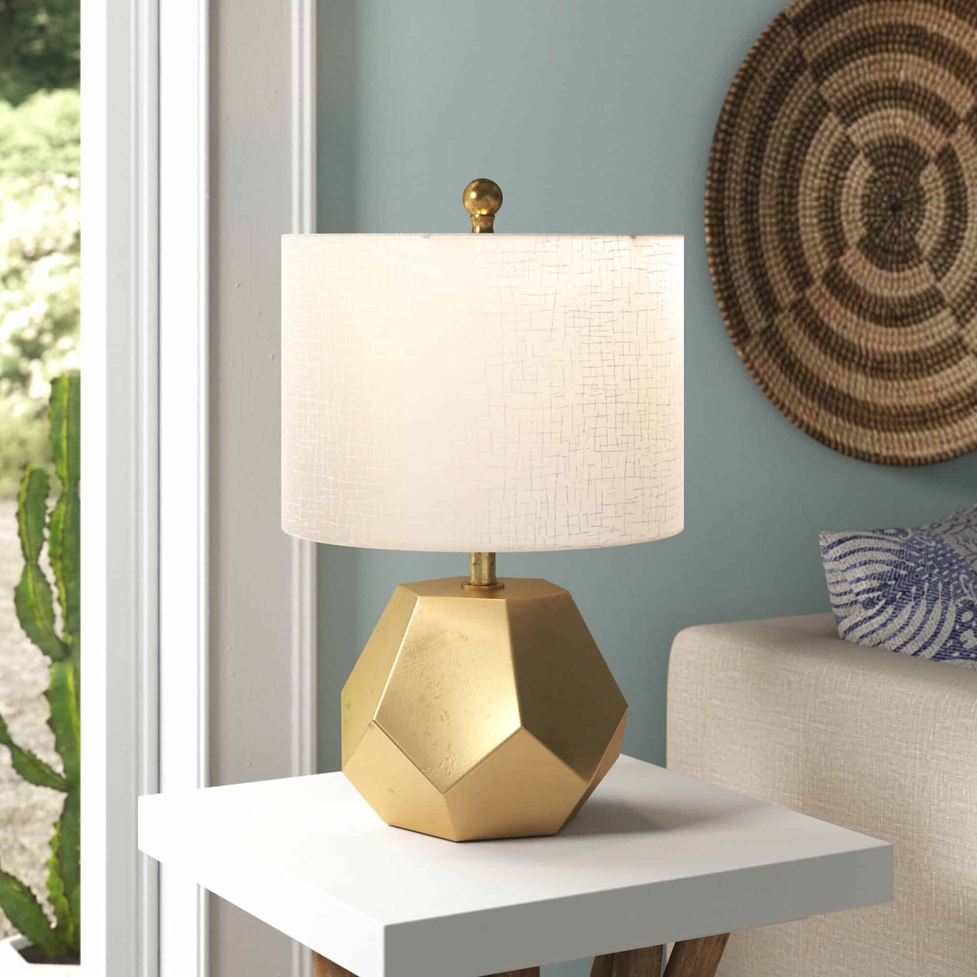 A Geometric White And Gold Lamp Will Bring A Modern Edge Into Your Bedroom