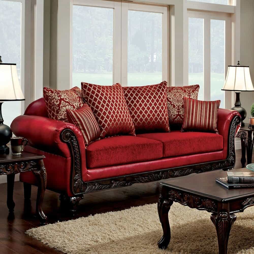 Red Furniture Looks Alluring On Dark Wood Floors