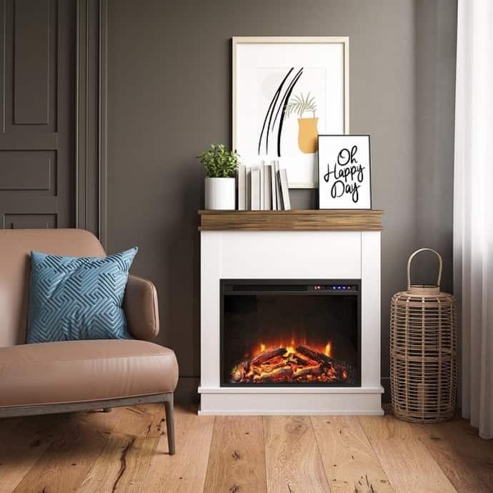 Install A Compact, Simplistic Mid-Century Electric Fireplace
