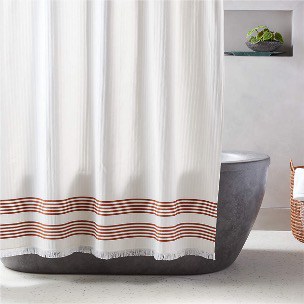 Install A Fringed, Pure Cotton Shower Curtain