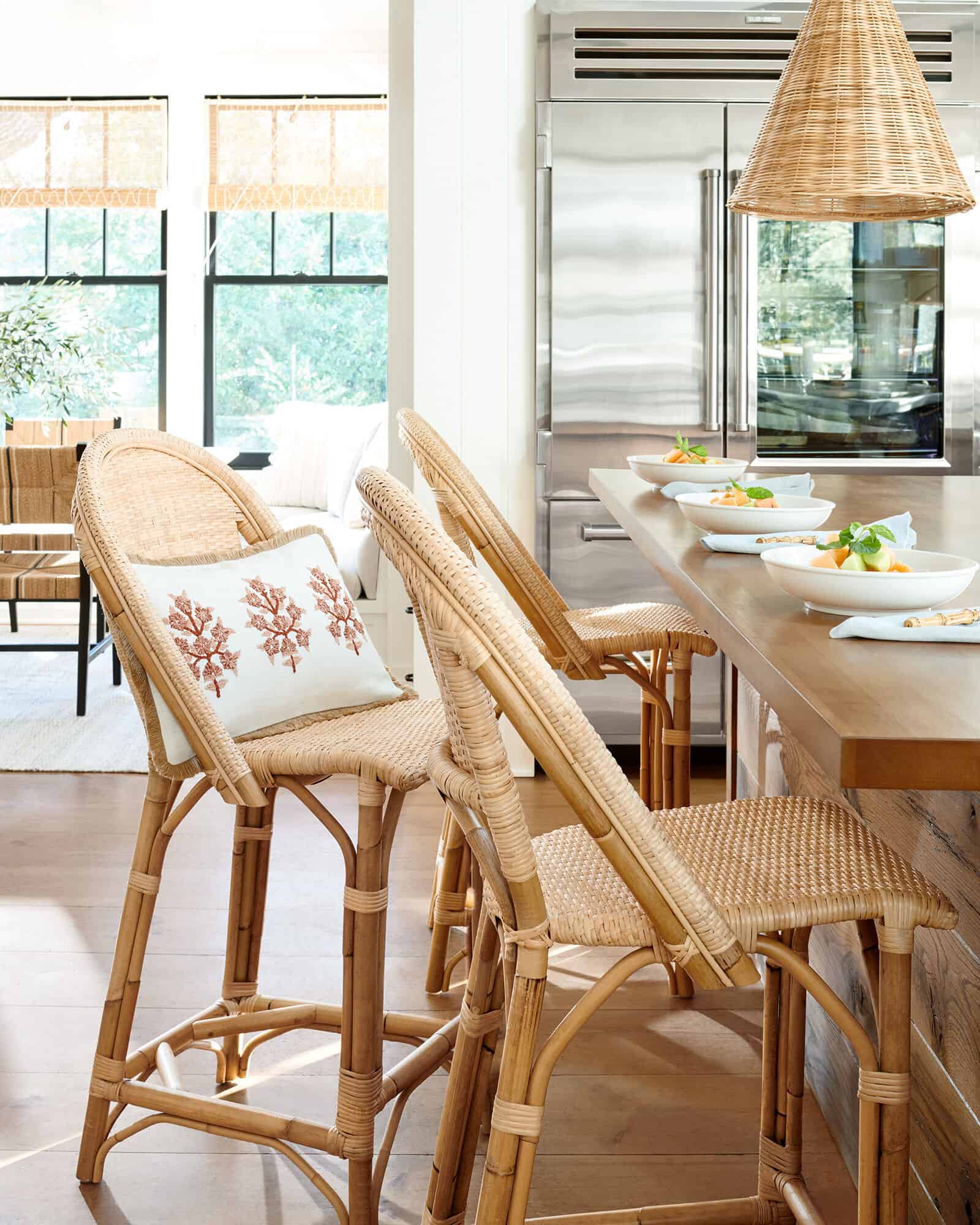 Use Wicker Counter Stools For A Coastal Flair