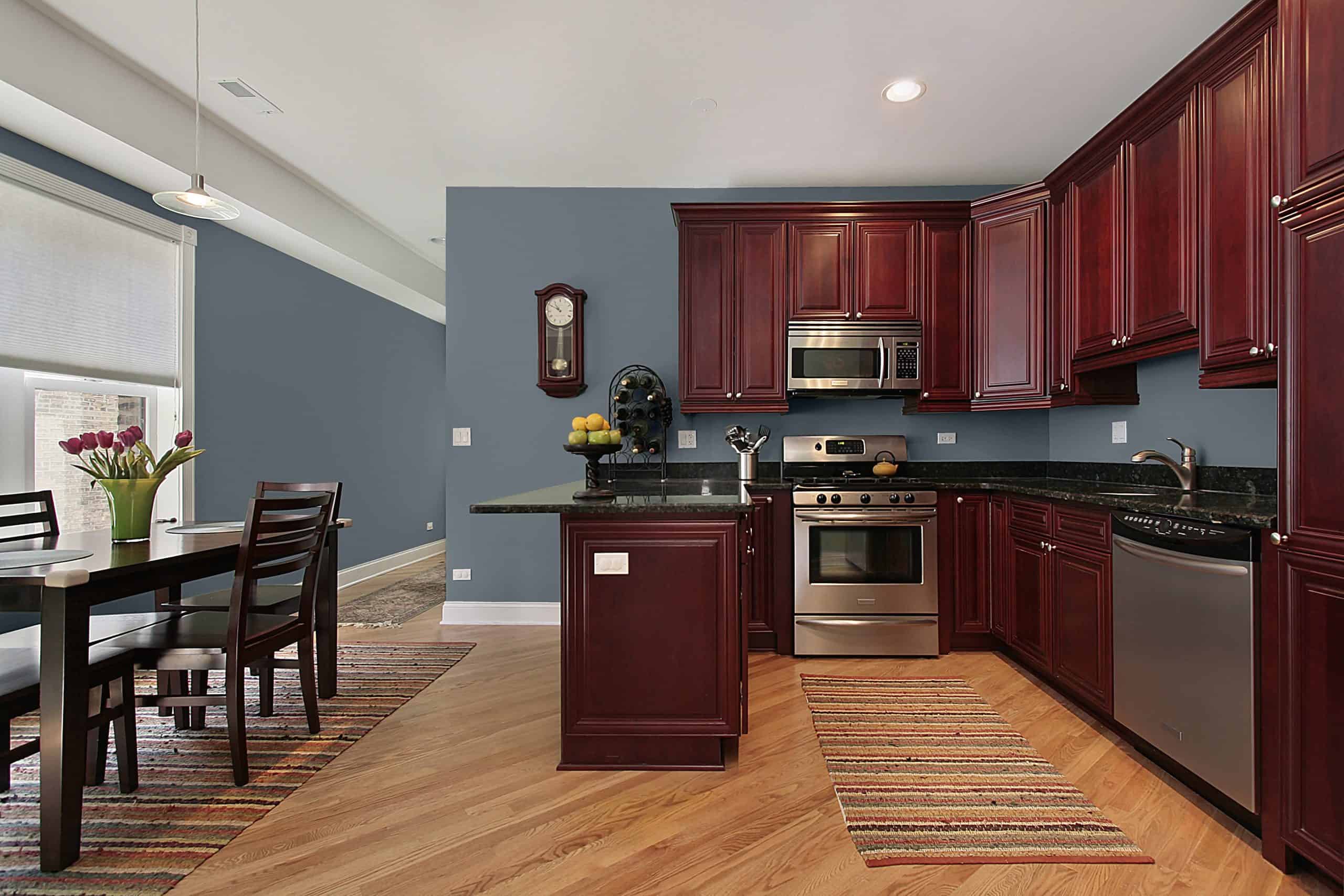 Farmhouse stained countertops cabinetry maple