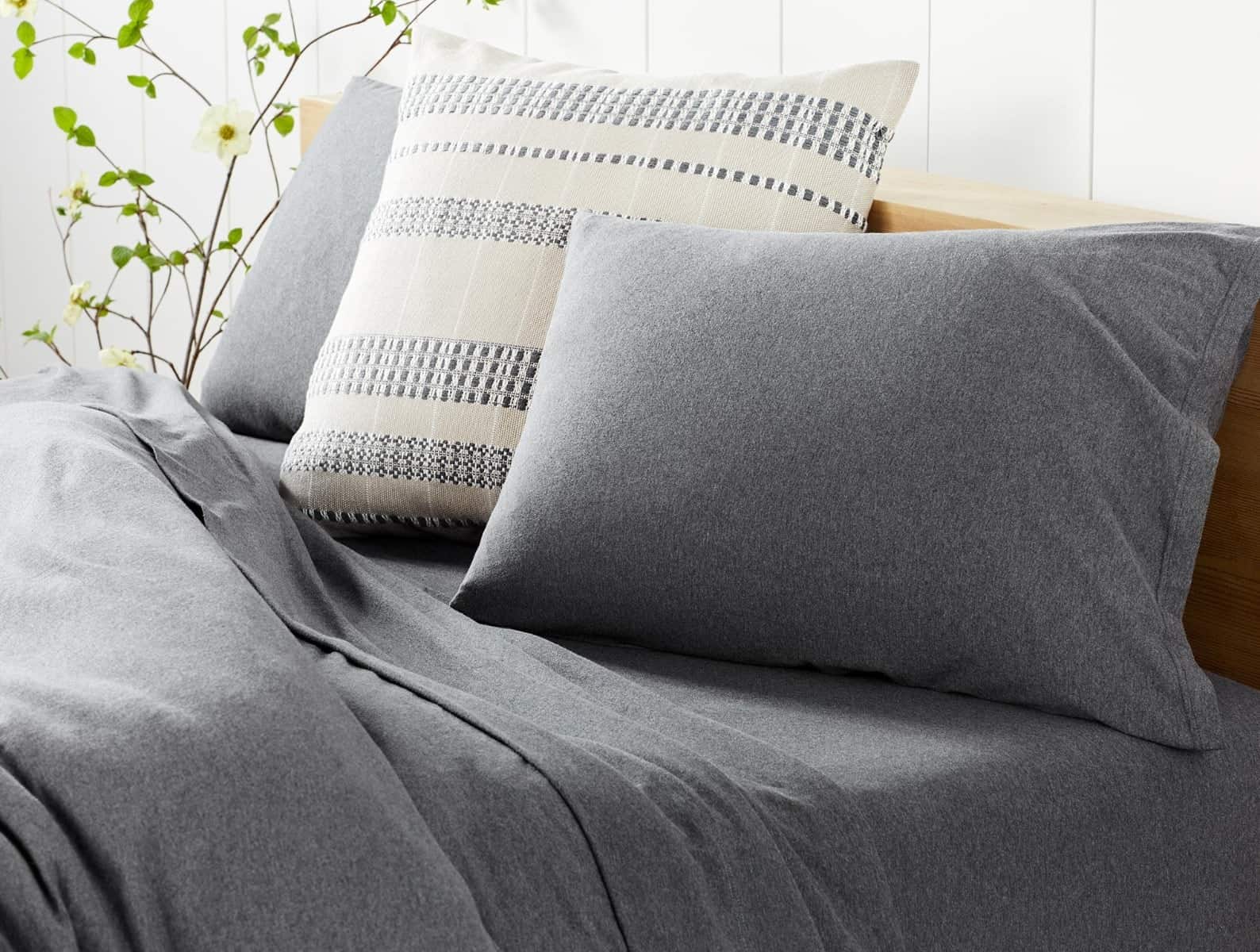 Charcoal Colored Jersey Sheets Are A Wonderful Pick For A Monochrome Aesthetic