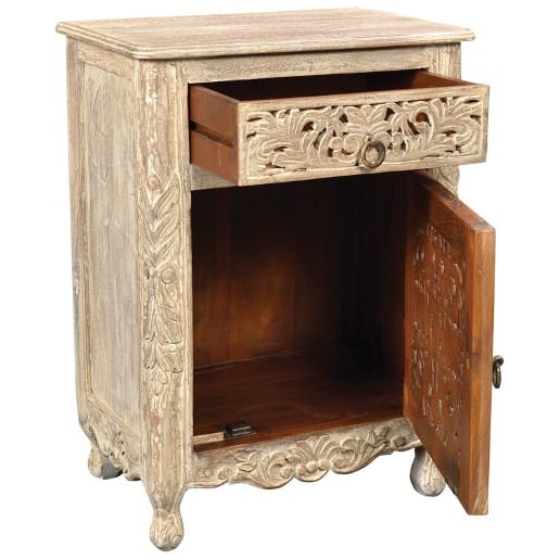 Try A Hollow Wood Carved Nightstand