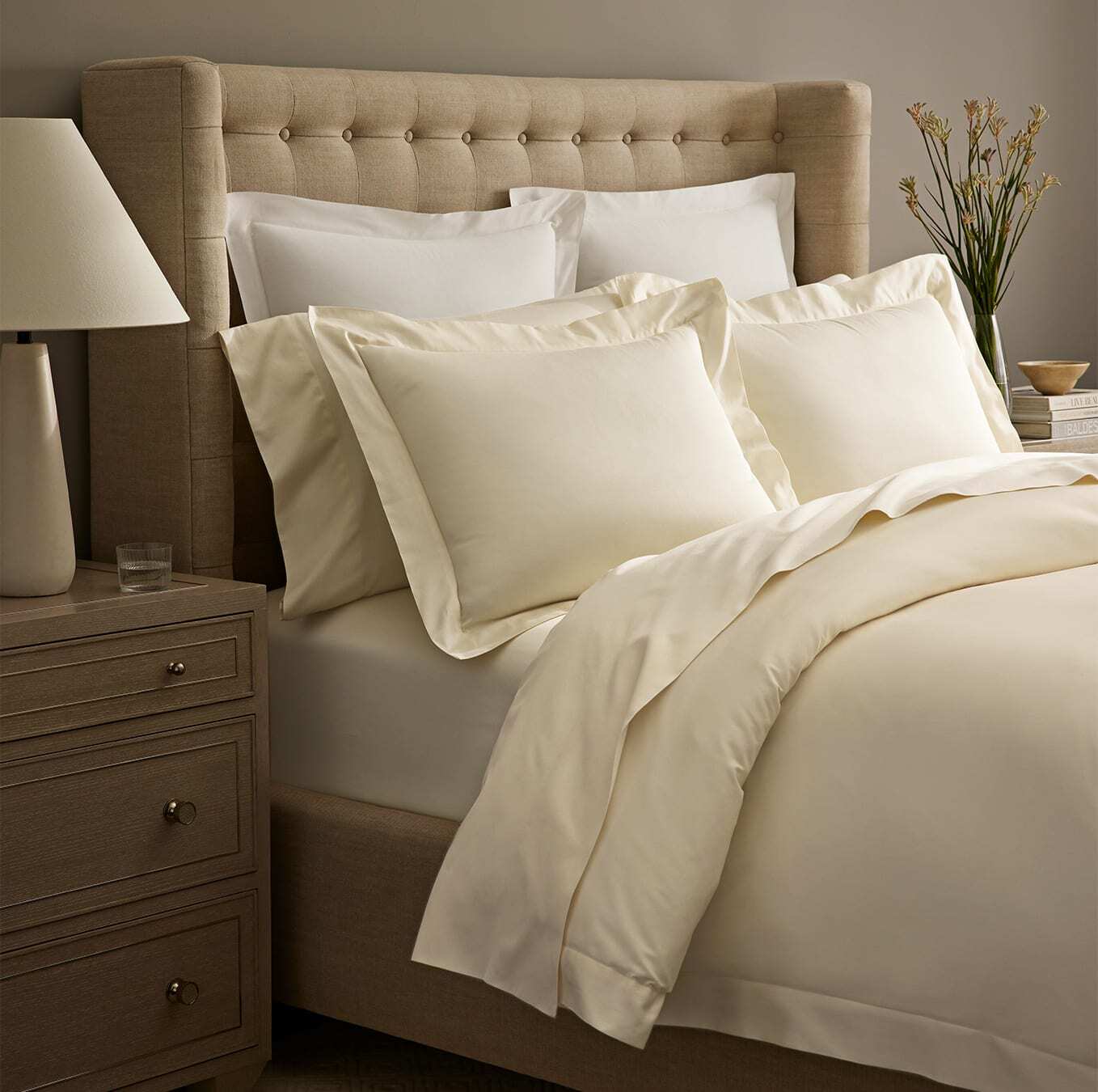 Warm Silky Ivory Sheets Will Be A Perfect Match With Your Gray Comforter
