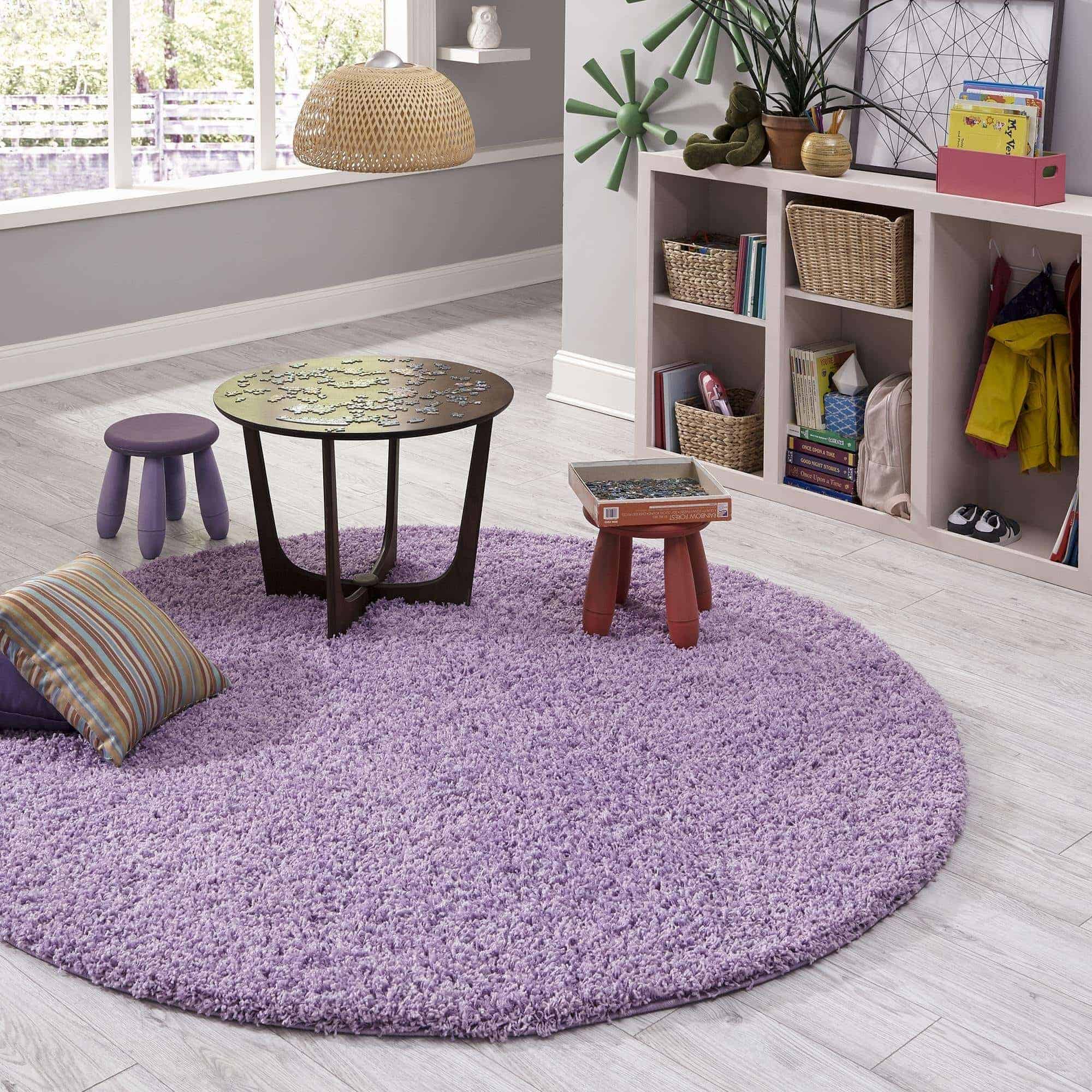 Lilac Rugs Add A Touch Of Warmth To Light Grey Floors