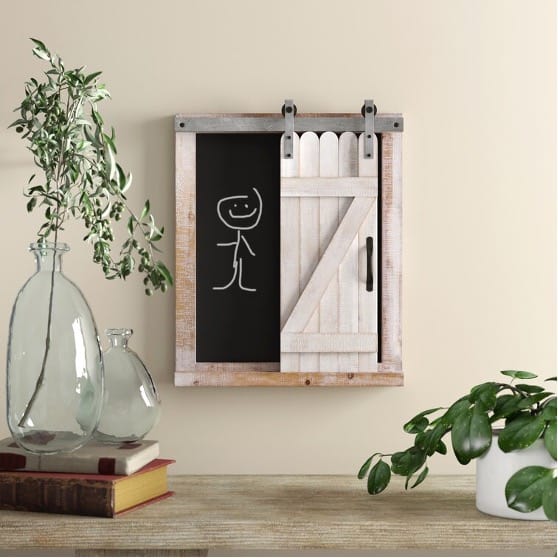 Improve Living Room Functionality With An Attractive Rustic Chalkboard