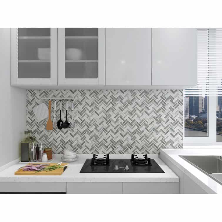 Gray And White Tiling Creates A Modern Yet Beachy Look