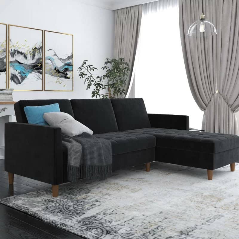 Combine Different Shades Of Grey With A Dominant Black Piece Of Furniture