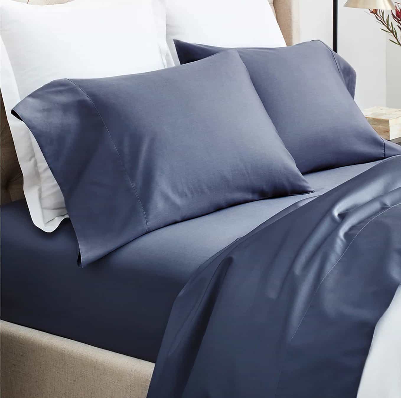 Navy Sheets Work Wonders Against A White Comforter