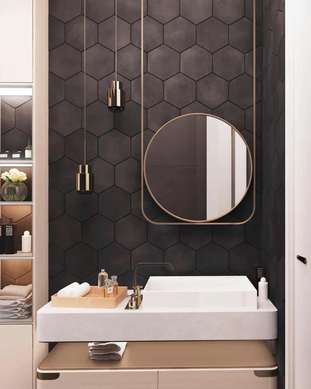 You Can't Go Wrong With Matte Black Honeycomb Tiles