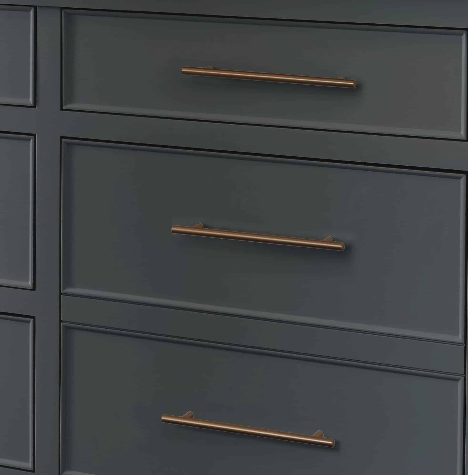 A Darker Champagne Colored Pull Fits Gorgeously With Dark Cabinets